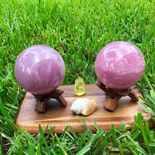 Load image into Gallery viewer, 2.5-3.2 lb 11-13&#39;&#39;Circumference Natural Rose Quartz Sphere with a base. Large Healing Crystal Handcrafted, Heart chakra reiki healing. Love

