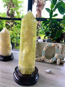 2.1-2.3 lb Large Crystal Natural Citrine Point with Hand Crafted Base. Crystal for Home Decor. Meditation Chakra Healing