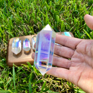 Ангельская аура кварцевый кристалл с двойным наконечником. Защитный кристалл с высокой вибрацией ауры для рейки, пранической викки. Метафизические кристаллы