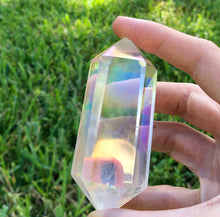 Load image into Gallery viewer, Angel Aura Quartz Double Terminated Crystal. High Vibration Aura Protective crystal for reiki, pranic wicca. Metaphysical crystals

