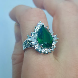 Amulet Talisman Emerald Ring Luxury Almond Shape. Magical Birth Stone ring Psychic spell ring. Lucky Ring . Witch Jewelry, Reiki, Wicca