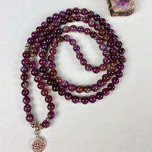 Load image into Gallery viewer, Natural AMETHYST Mala 108 Beads. Protection crystal Sahasrara chakra reiki. Meditation Mala Spiritual jewelry, Amethyst bracelet.
