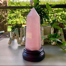 Load image into Gallery viewer, 8-12&quot; Tall, 3-4 lb Large Crystal Point Tower, Hand crafted Natural Rose Quartz Crystal terminated. Home décor crystal. Metaphysical Chakra crystal. Meditation spiritual reiki crystal
