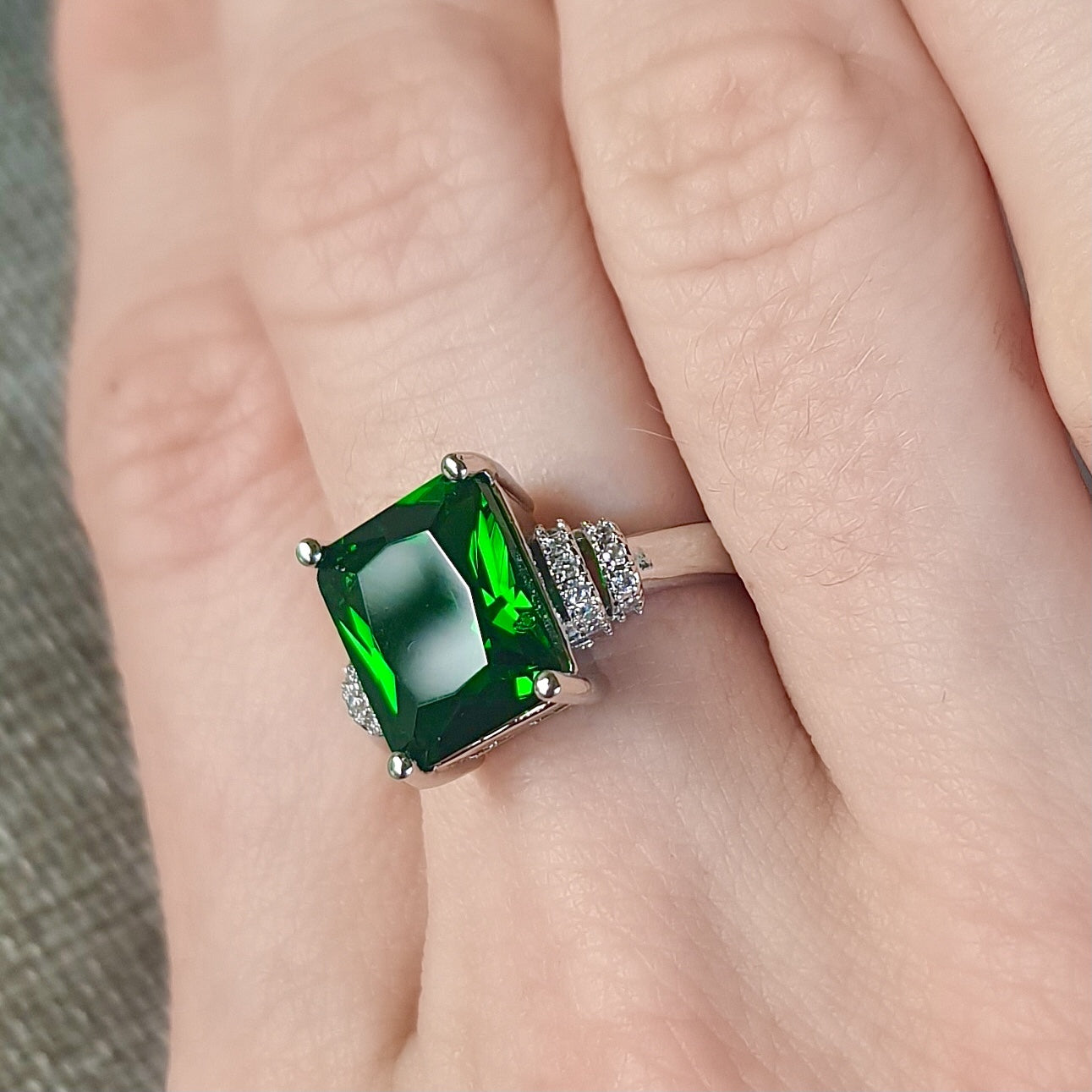 Buy 1.58tcw 14K Natural Emerald & Diamond Accent Ring, Medium Green Emerald  Cut Emerald With Round Diamond Accents, Engagement Ring in 14K Gold Online  in India - Etsy